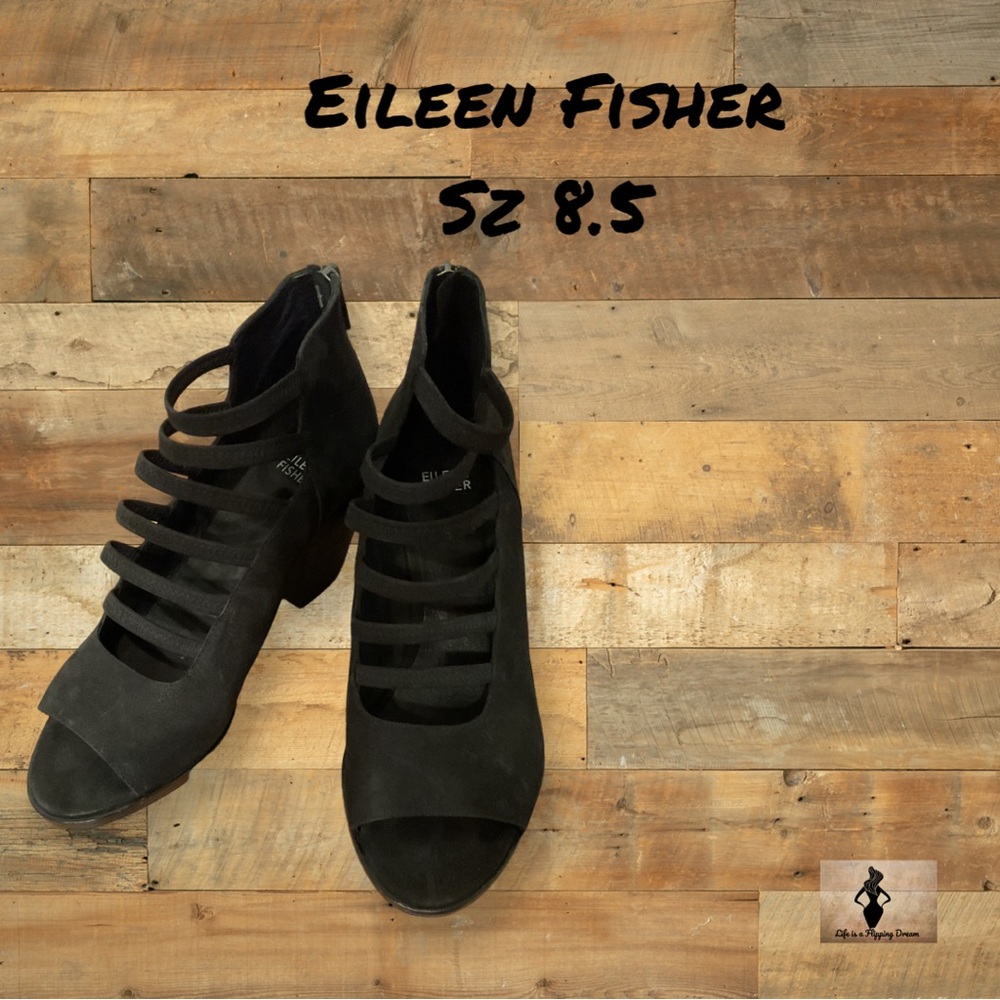 Eileen Fisher Black Women's Heeled Shoes Sz 8.5